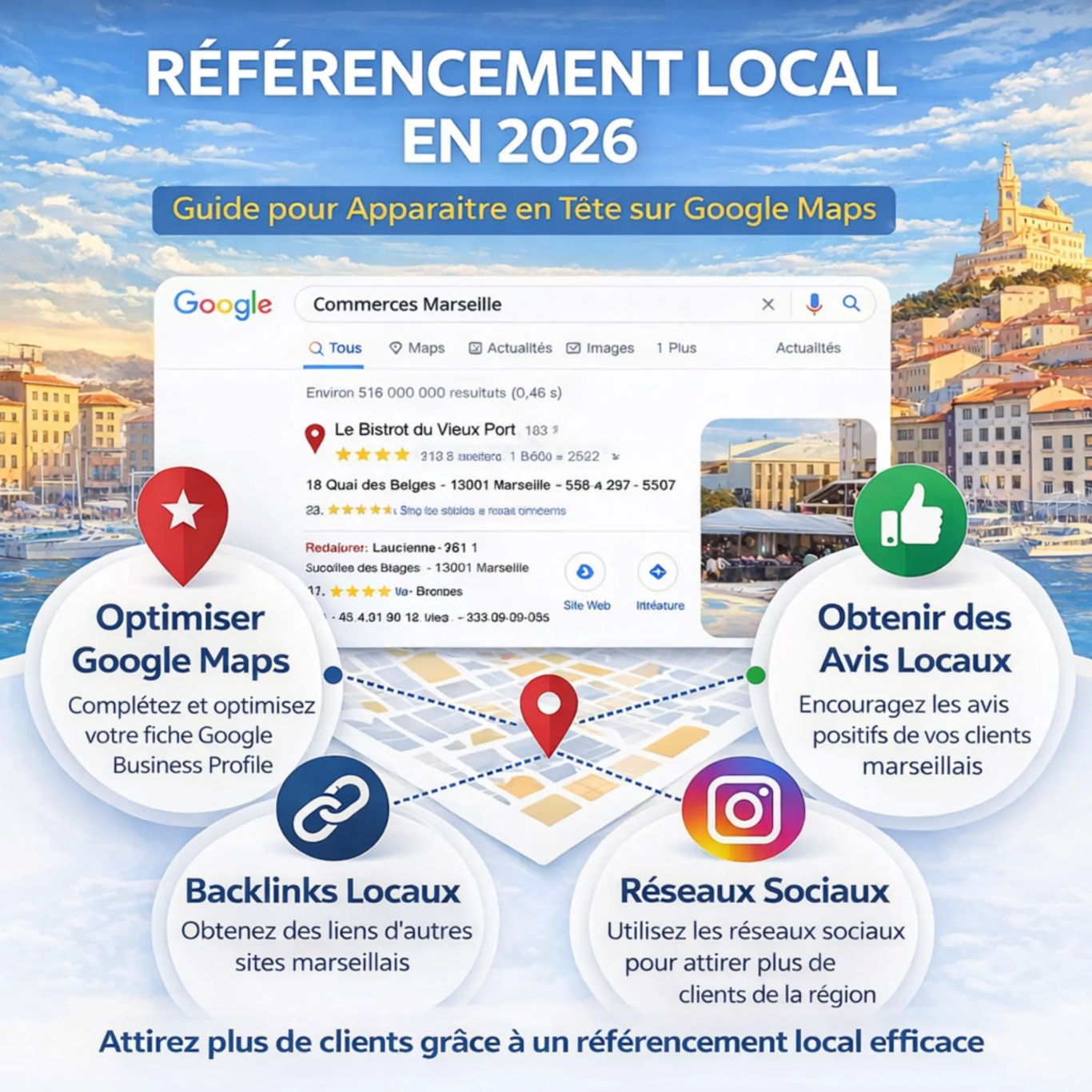 Infographie référencement local 2026 : apparaître sur Google Maps à Marseille
